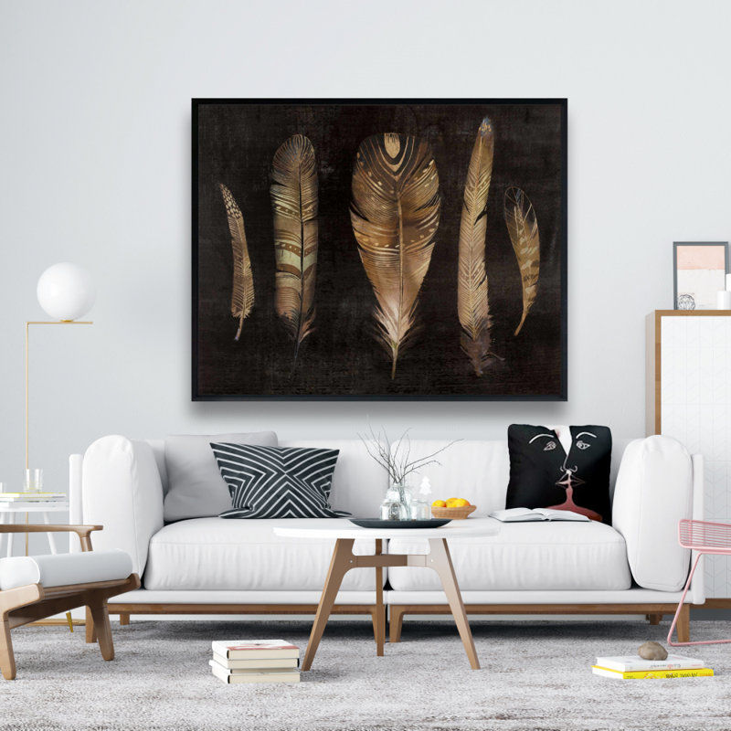 Brown Feather Set Print On Canvas