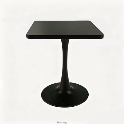 23.6 Inch Square Tulip Bistro Table with Metal Pedestal, Natural