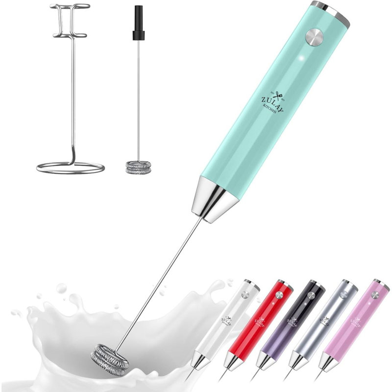 Zulay Kitchen Lux Rechargeable Milk Frother Handheld - Powerful 2-speed Motor, Fully Waterproof, 2000mah Battery - Drink Mixer For Latte, Cappuccino, Matcha, Protein Powder - Red 
