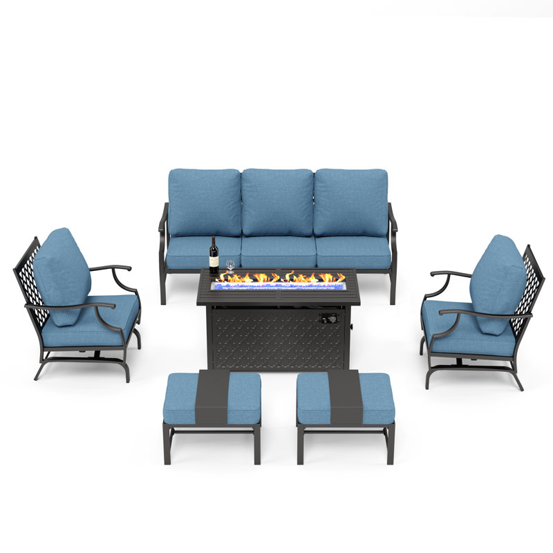 Asfand Patio Conversation Set, Denim Blue, Yes