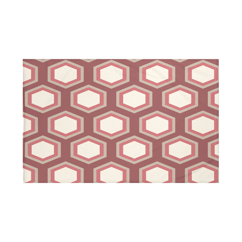 Jeté polaire à motif géométrique hexagonal, L 60 po x l 50 po, Acajou (rouille / taupe)