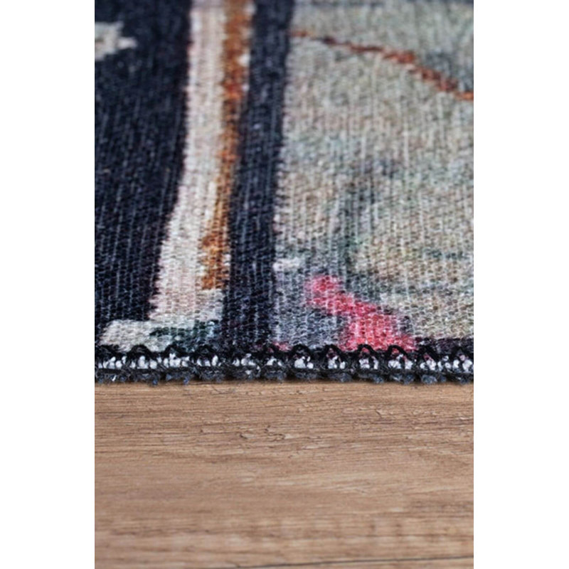 Tapis décoratif rouge et noir, Rectangle 9 pi 11 po x 13 pi 2 po