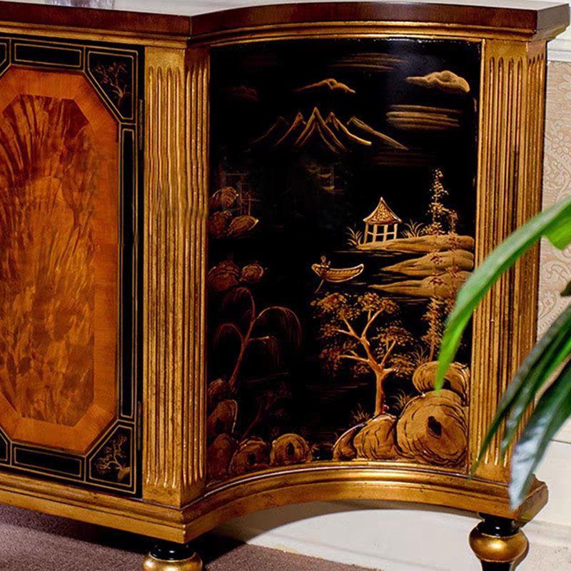 Buffet décoratif haut de gamme en bois massif sculpté à la main