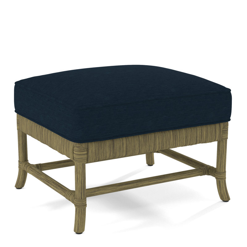Repose-pieds rectangulaire Lafayette, Rayures grises et bleu sarcelle 0216-53, Laiton