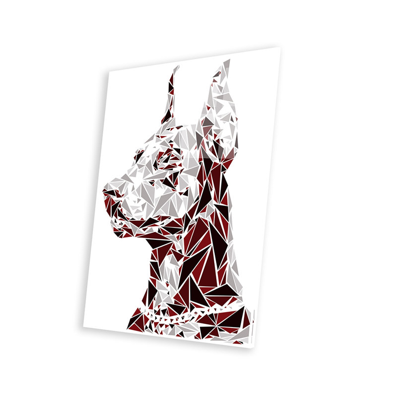 Doberman, reproduction sur verre acrylique, H 24 po x l 16 po x P 0,25 po