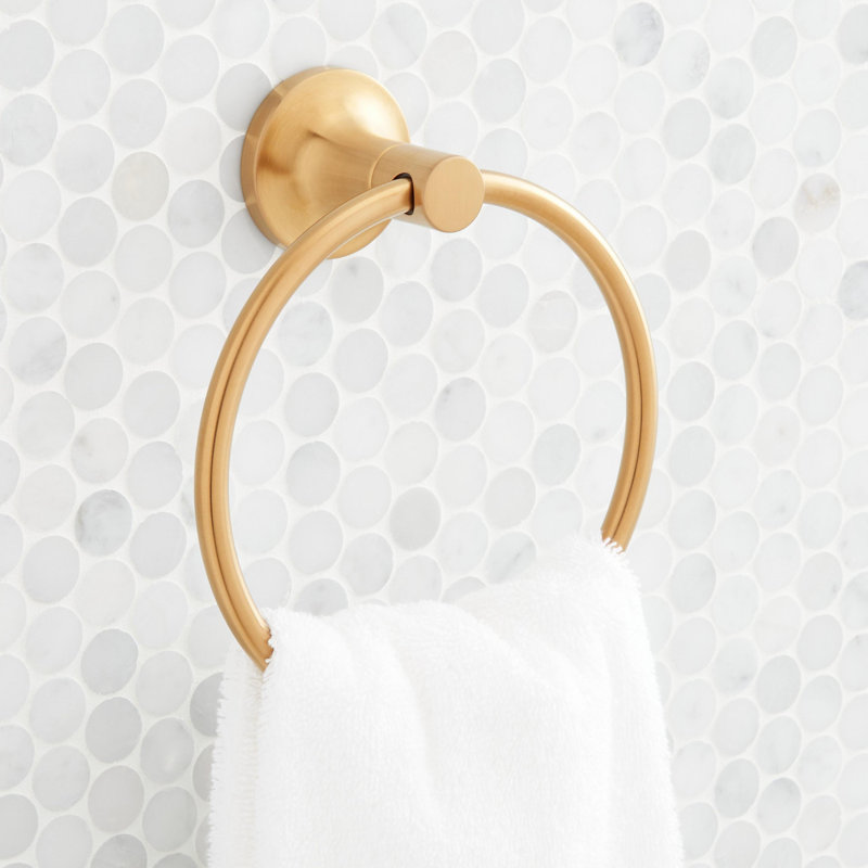 Lentz 6-1/2" Wall Mounted Towel Ring, Brushed Gold