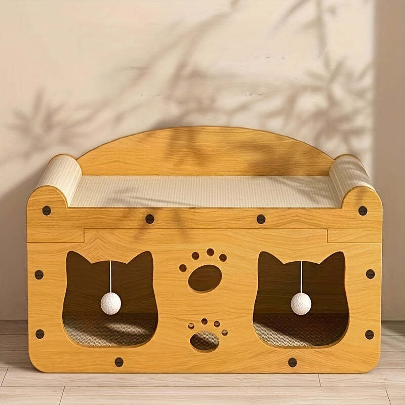Brown Multi-Functional Cat Scratcher Lounge Bed