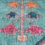 Machine Washable Teal Pink Contemporary Maximalist Distressed Living Room Area Rug-81847331