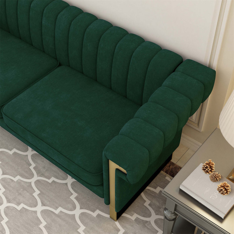 Canapé fonctionnel et confortable au design moderne, idéal pour les petits espaces et facile à assembler, Vert rétro