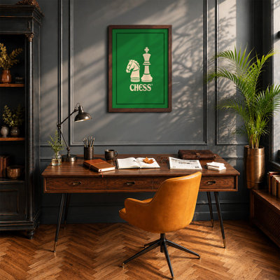 Chess in Green Geometric - Framed Print