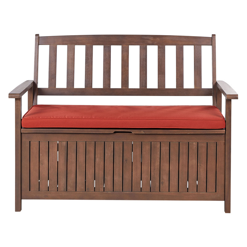 Esperance Solid Wood Acacia Outdoor Bench, Dark Brown, Red
