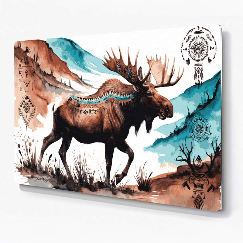 «Southwestern Animals Moose 39», art mural en métal blanc, H 240 po x l 288 po x P 0,05 po