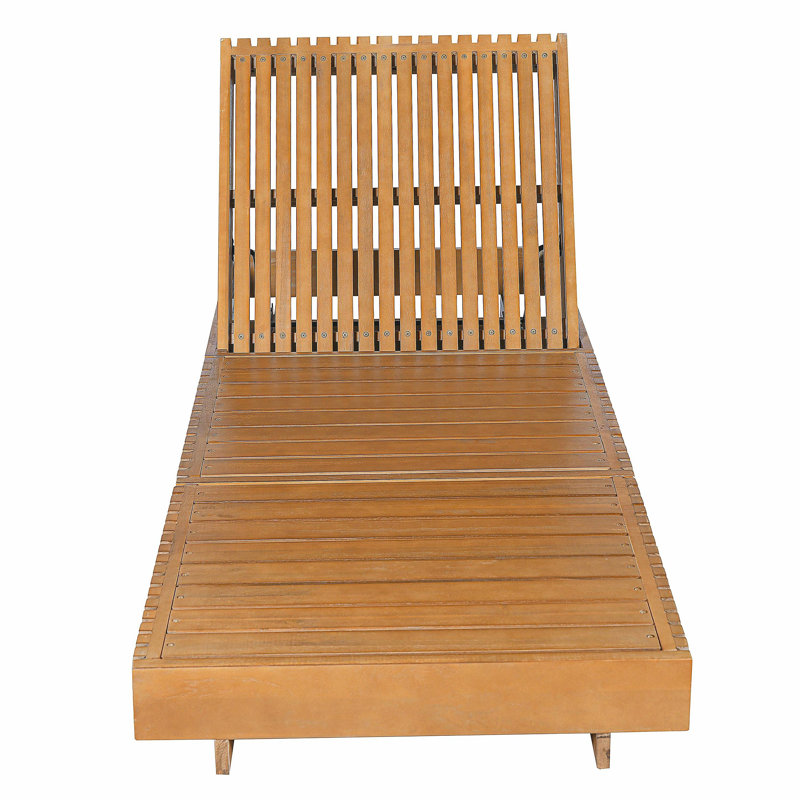 Outdoor Chaise Lounge Chair with 6-Position Adjustable Backrest,Acacia solid wood,Copper Teak Colour