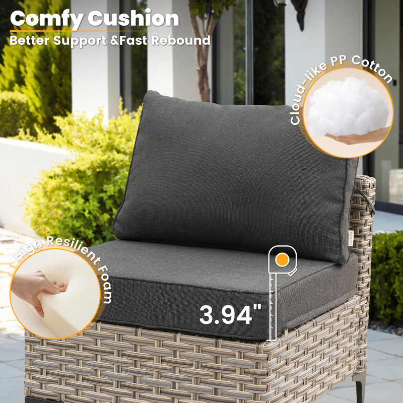 Daltry 11 Piece Outdoor Wicker Conversation Sets With Fire Pit Table and Coffee Table With built-in lights, Black