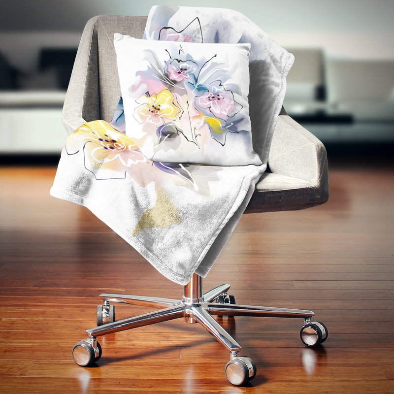 Dessin floral texturé - coussin imprimé floral, 16 po x 1 po, Coussin décoratif