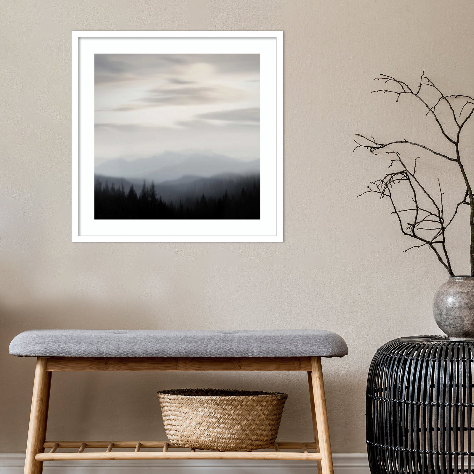 Mountain Vista II by Madeline Clark, White Framed Paper, 25.12" H x 25.12" W x 0.88" D