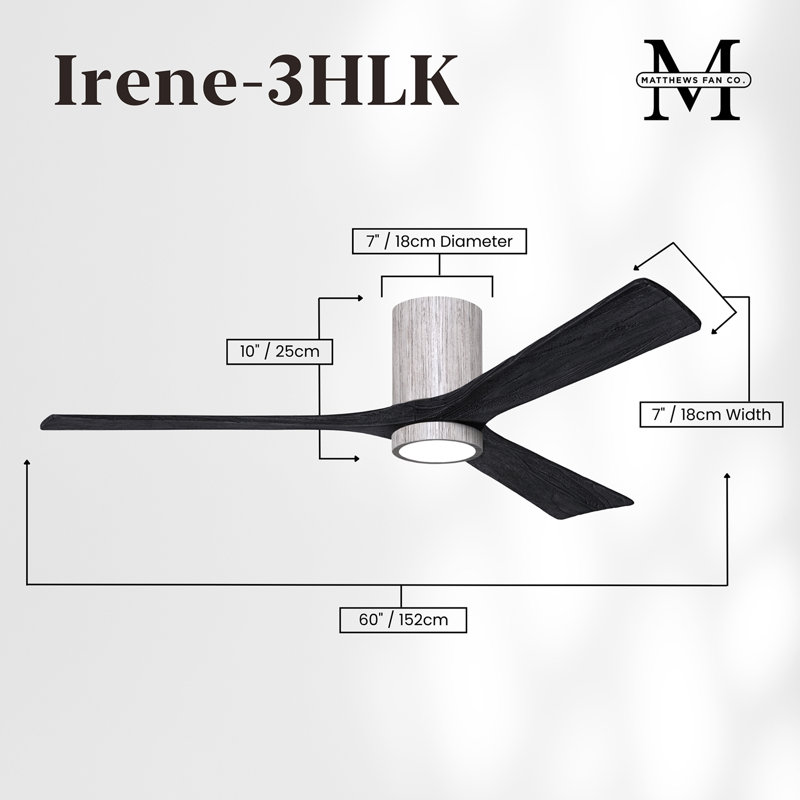 Irene LED Ceiling Fan, Matte Black, Barn Wood Tone, 60"