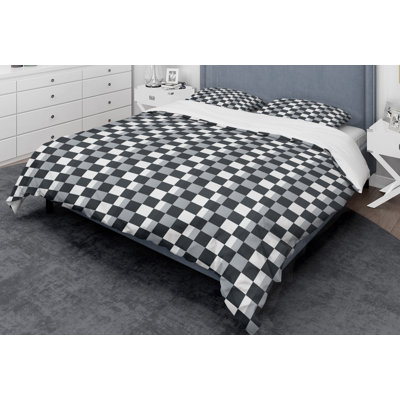 Ensemble de housse de couette géométrique en monochrome i mid-century