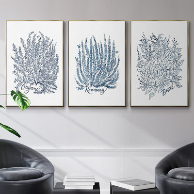 " Summer Herb Garden Sketches I " 3 - Pieces