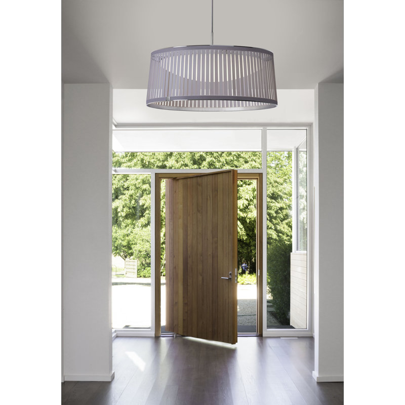 Luminaire suspendu tambour Solis, argent, H 10 po x l 24 po x P 24 po