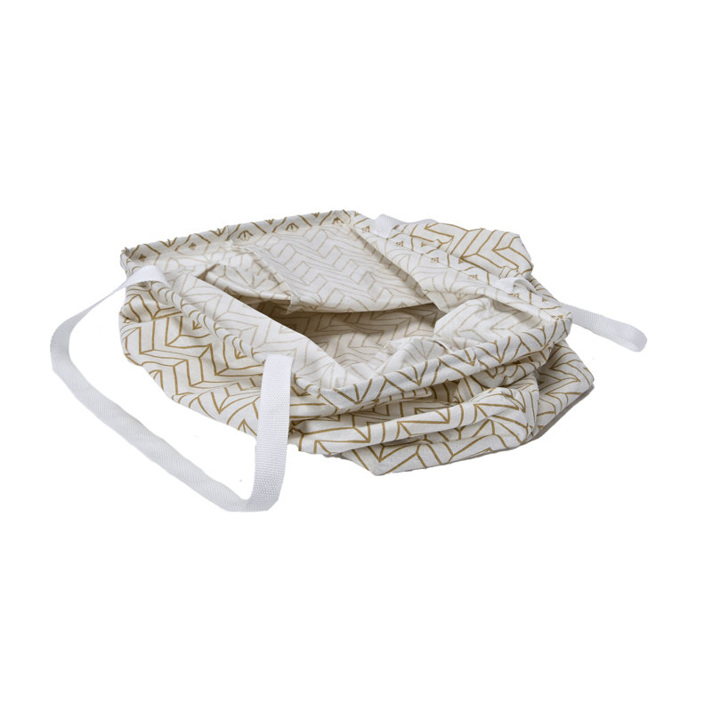 Sac à linge rectangulaire Krush en toile enduite pliable avec motif à chevrons, Tan Chevron