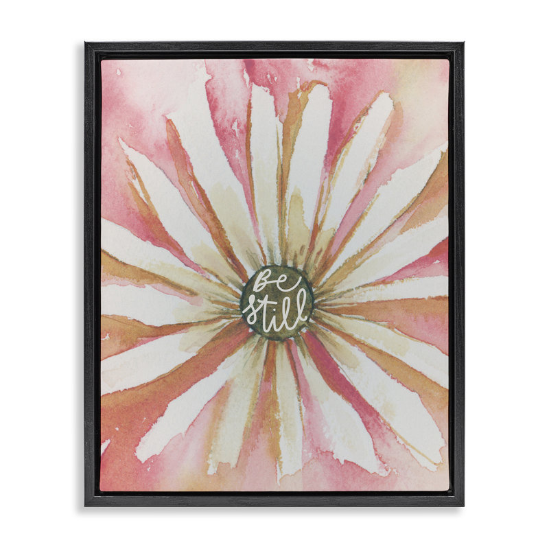 "Daisy Petals on Floater", art mural sur toile par Blue Chair Blessing, Cadre flottant noir de jais, H 21 po x l 17 po