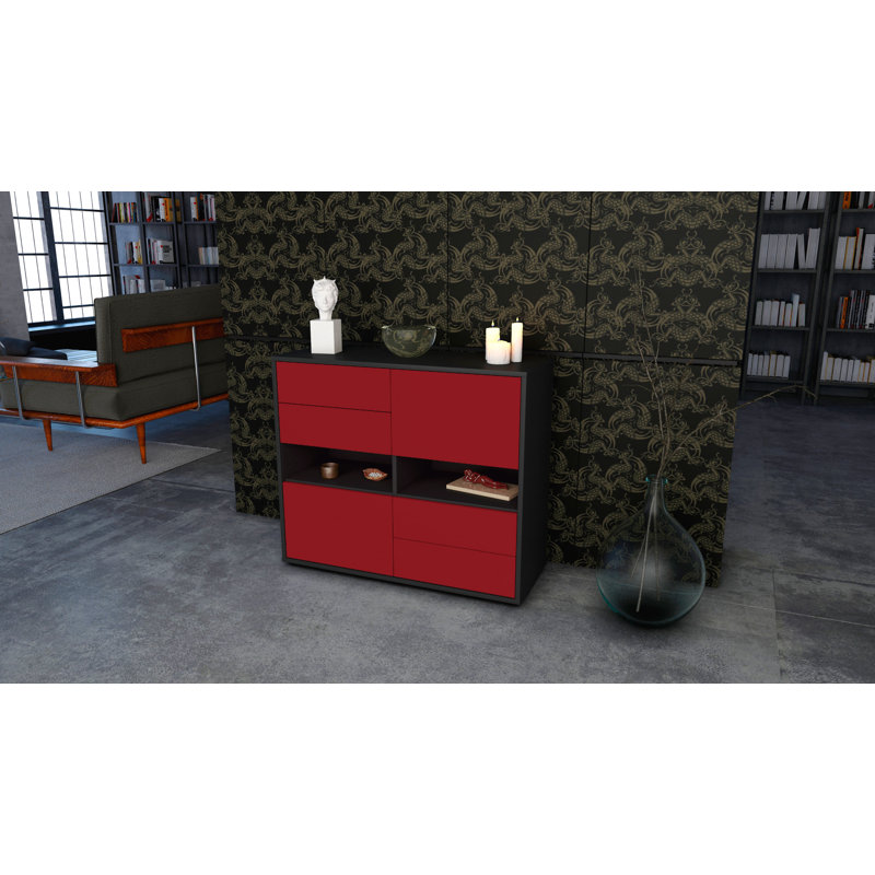 Prosper 92cm Sideboard, Anthracite/Red