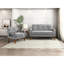 Mobilier de salon moderne en chenille gris avec rembourrage en mousse, coussins réversibles et pieds en bois massif avec cadre en noyer et finition facile à assembler-1351657813