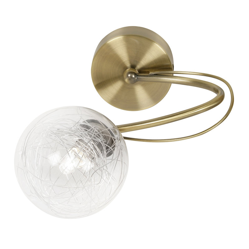 Tabia Clear Glass Semi Flush Mount, Antique Brass