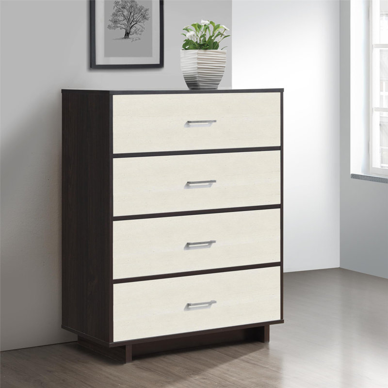 Acosta 4 - Drawer Chest of Drawers, Espresso/Vintage White
