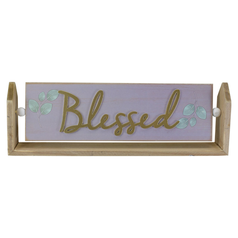 Plaque à charnière 13,25 po avec inscription en relief «Blessed»