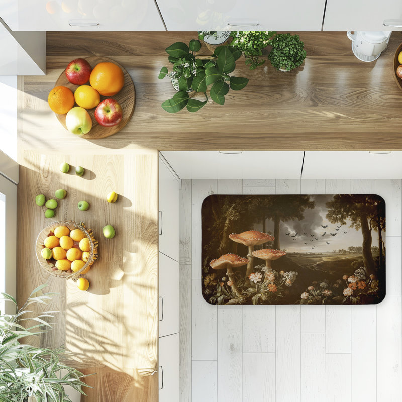 Tapis de cuisine ergonomique rembourré Bats in Fall Woodlands 18 po x 30 po