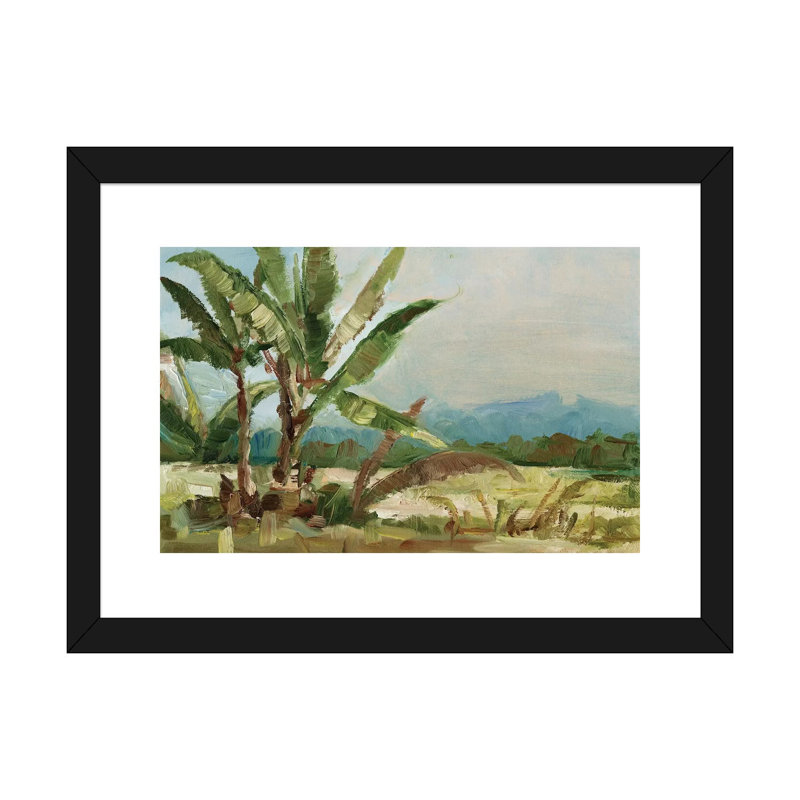 "Southern Palms I" par Ethan Harper, reproduction d’art, H 24 po x l 32 po x p 1 po, Papier encadré noir, Blanc