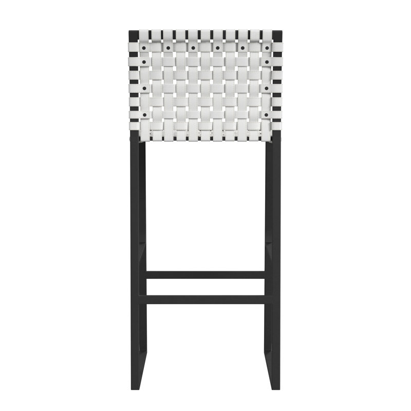 Butler Urban Brown Woven Leather Bar Stool, Bar Stool (30" Seat Height), White/Black