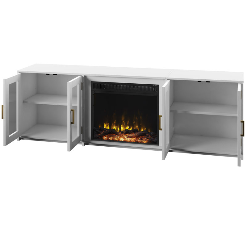 Kropf TV Stand with Fireplace Included, White