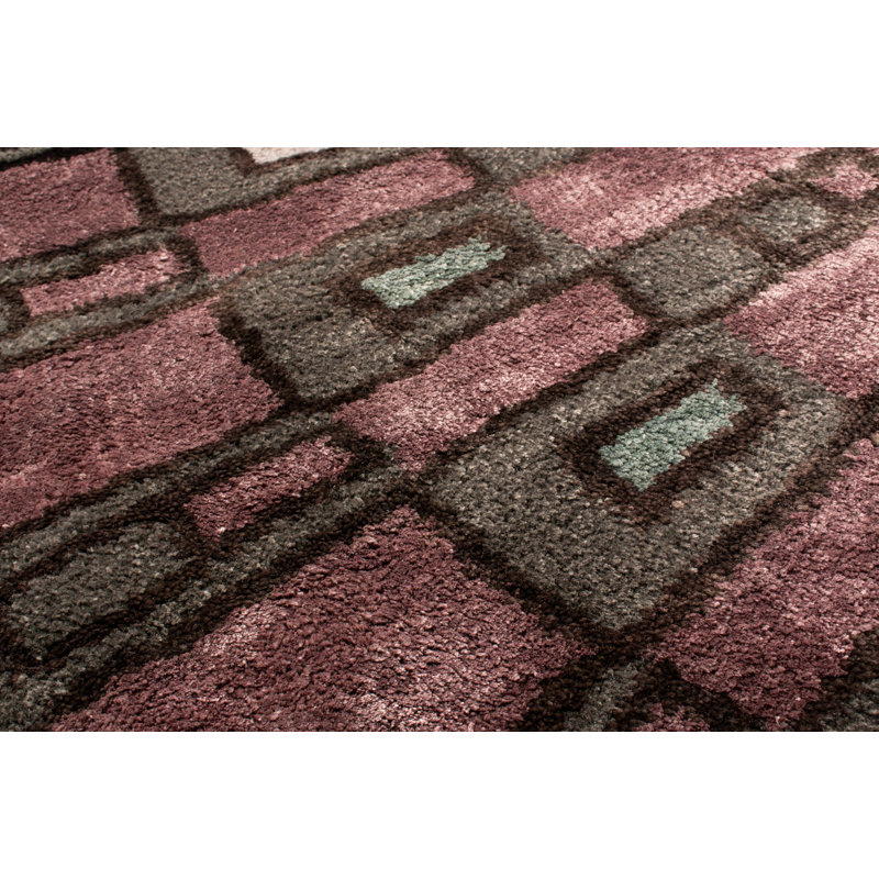 Rug & Kilim’S French Art Deco Circle Rug With Purple Geometric Pattern, Rectangle 5' x 8'