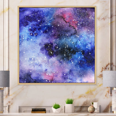 Blue And Purple Galaxy Liquid Ink II - Modern & Contemporary Canvas Wall Decor