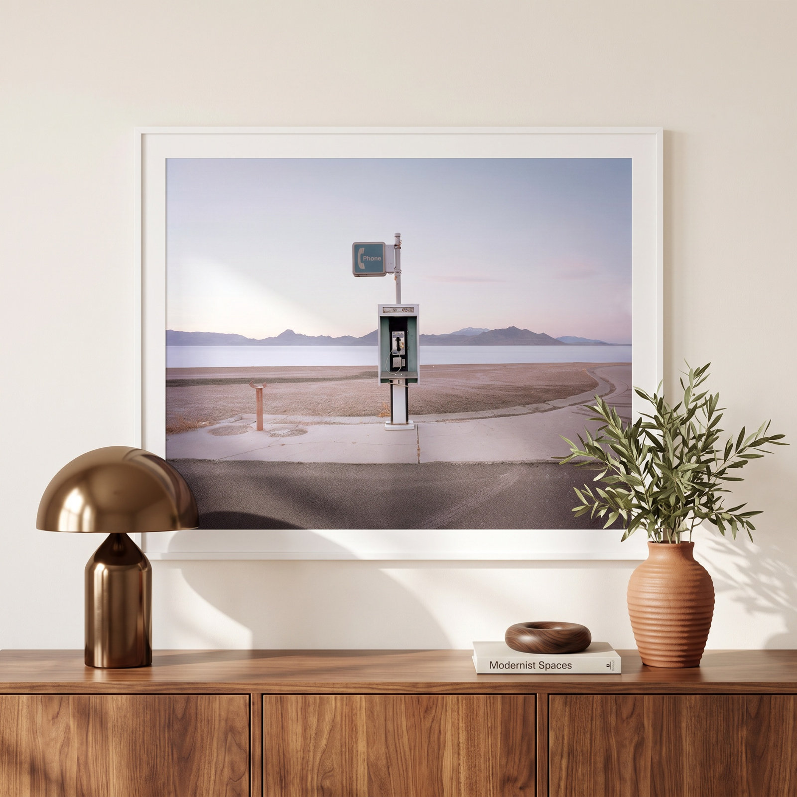 Ryann Ford "Bonneville Pay Phone" Print, 50" H x 60" W x 2.5" D, White