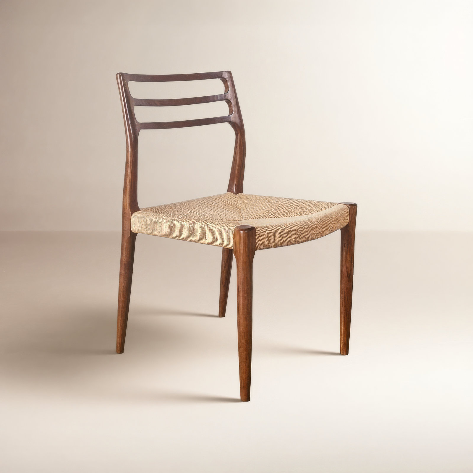 Oralie Ash Wood Dining Chair, Beige/Walnut