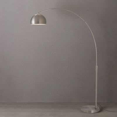 Lampe demi-dôme à arc 92 po - acier nickel satiné, base en acier nickel satiné, acier nickel satiné S, à intensité variable, ampoule incluse