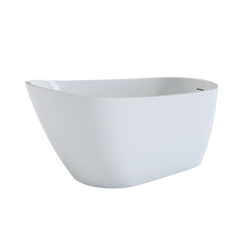 63" Acrylic Freestanding Bathtub, Stylish Deep Soaking Bathtub With Pop-Up Drain & Integrated Overflow, Contemporary Stand Alone Bath Tub For Bathroom Spa Or Home Upgrade, Glossy White GF-26A04-63