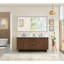 Meuble-lavabo double 72 po en chêne brossé brun avec grain de pierre blanc Mowry