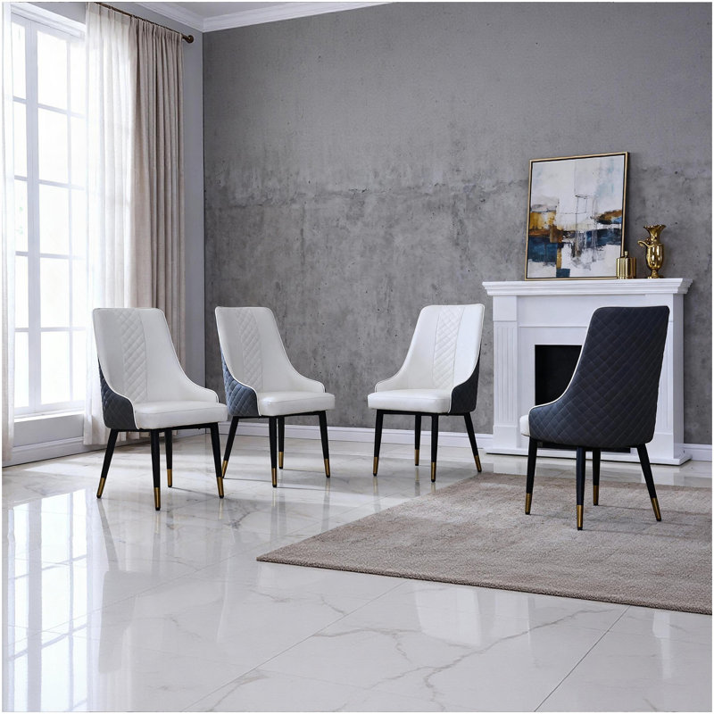 Ensemble de 2 chaises de salle à manger modernes en cuir PU - Chaises de cuisine ergonomiques à haut dossier avec pieds en acier au carbone, imperméables et faciles à nettoyer | Idée de cadeau