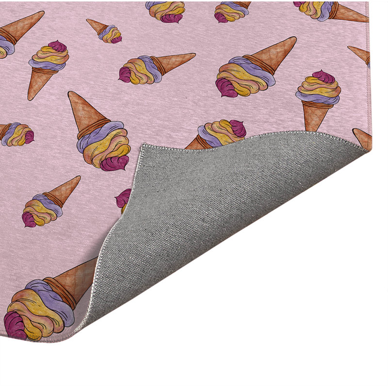 Tapis de cuisine antidérapant Summer Ice Cream, Rectangulaire 2 pi x 3 pi, Rose