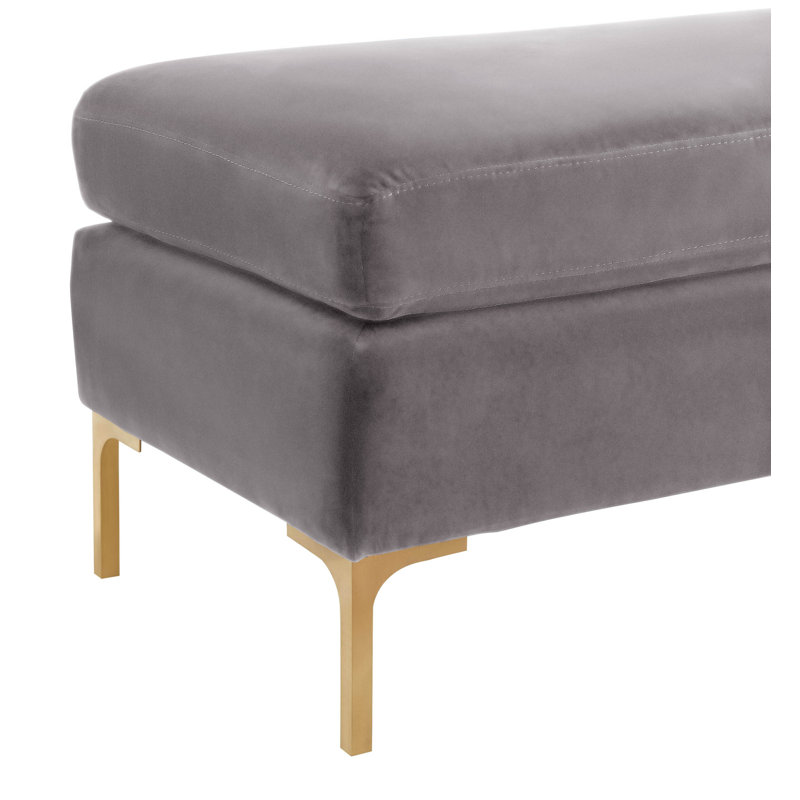 Banc rembourré Baye, Velours gris