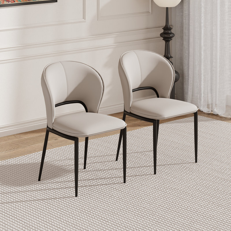Modern 4-Leg Upholstered Gray Chair(Set of 2)