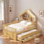 Lit maison avec lit gigogne, tablettes de tête de lit et tiroirs de rangement-406540301-406540300