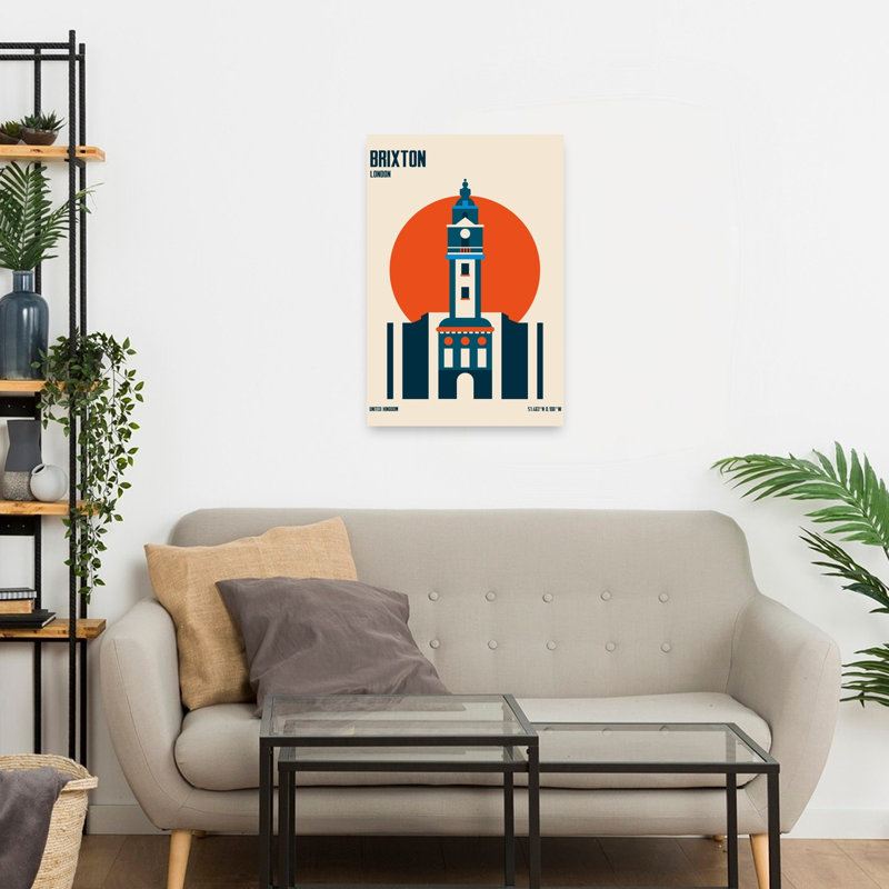 Brixton Clock Tower London Abstract Contemporary Architecture City Wall Art Print, 60.96cm H x 40.64cm W