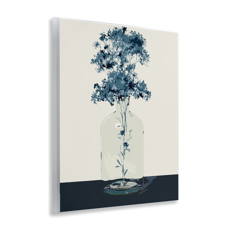 Art mural bleu sur fond de brins de la nature par Carol Robinson