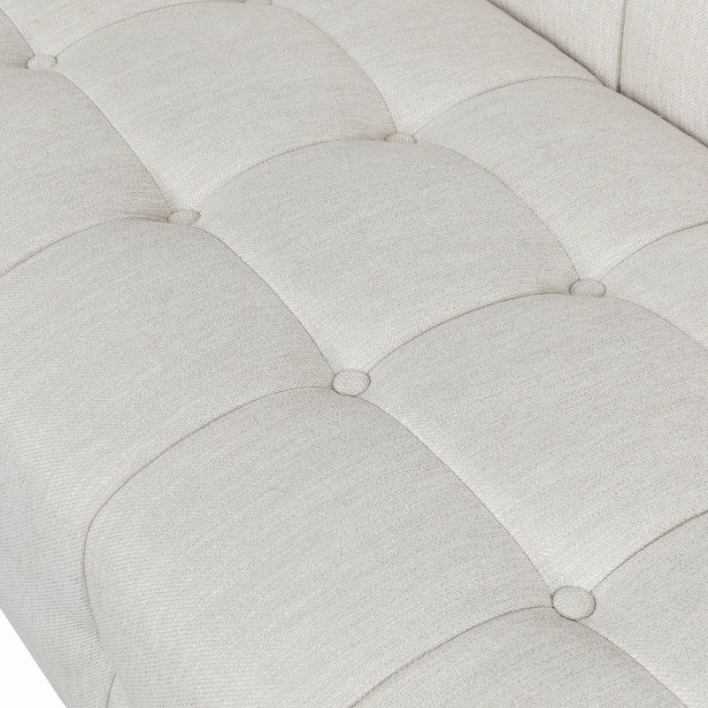 Canapé d'appoint à accoudoirs carrés de 89,75 po Davidjoe, Polyester beige
